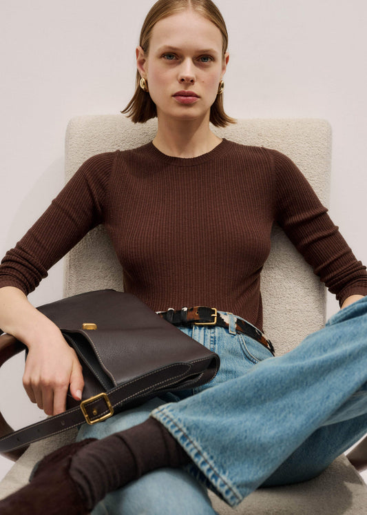 ME+EM Brown Barely There Sweater