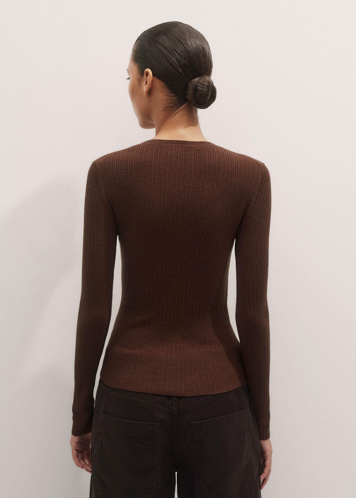 ME+EM Brown Barely There Sweater