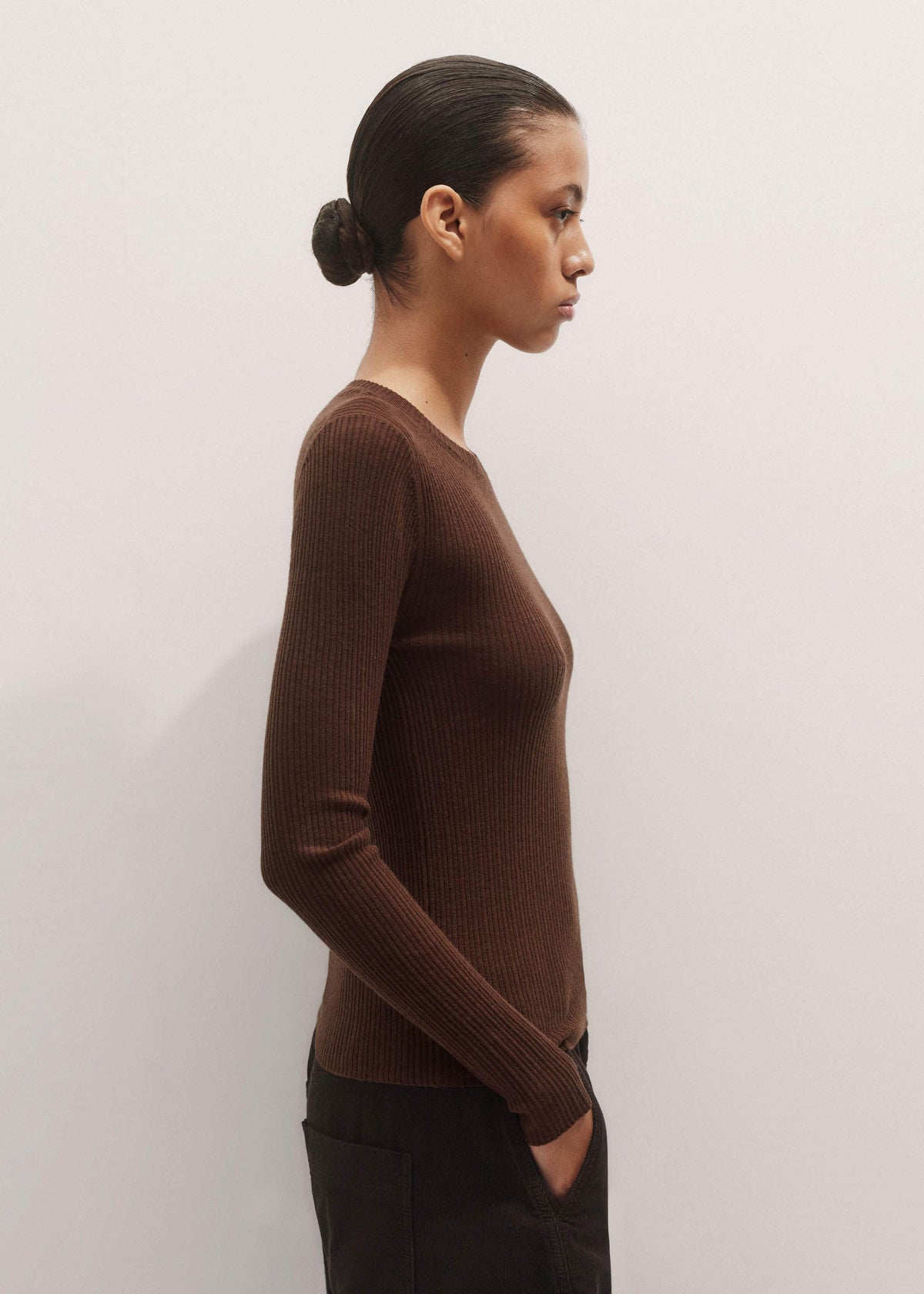 ME+EM Brown Barely There Sweater