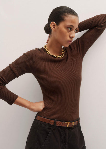 ME+EM Brown Barely There Sweater
