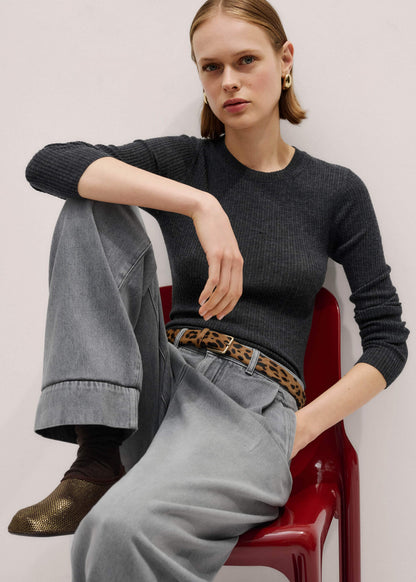 ME+EM Gray Barely There Sweater