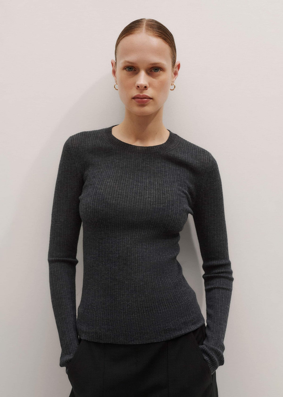 ME+EM Gray Barely There Sweater