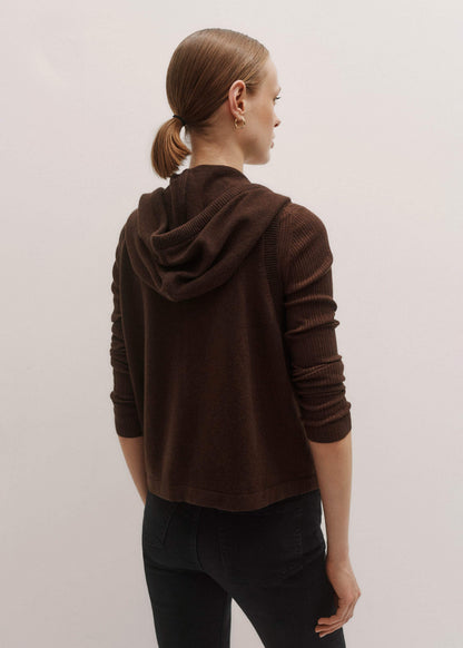 ME+EM Brown Cashmere Sleeveless Relaxed Zip Hoodie