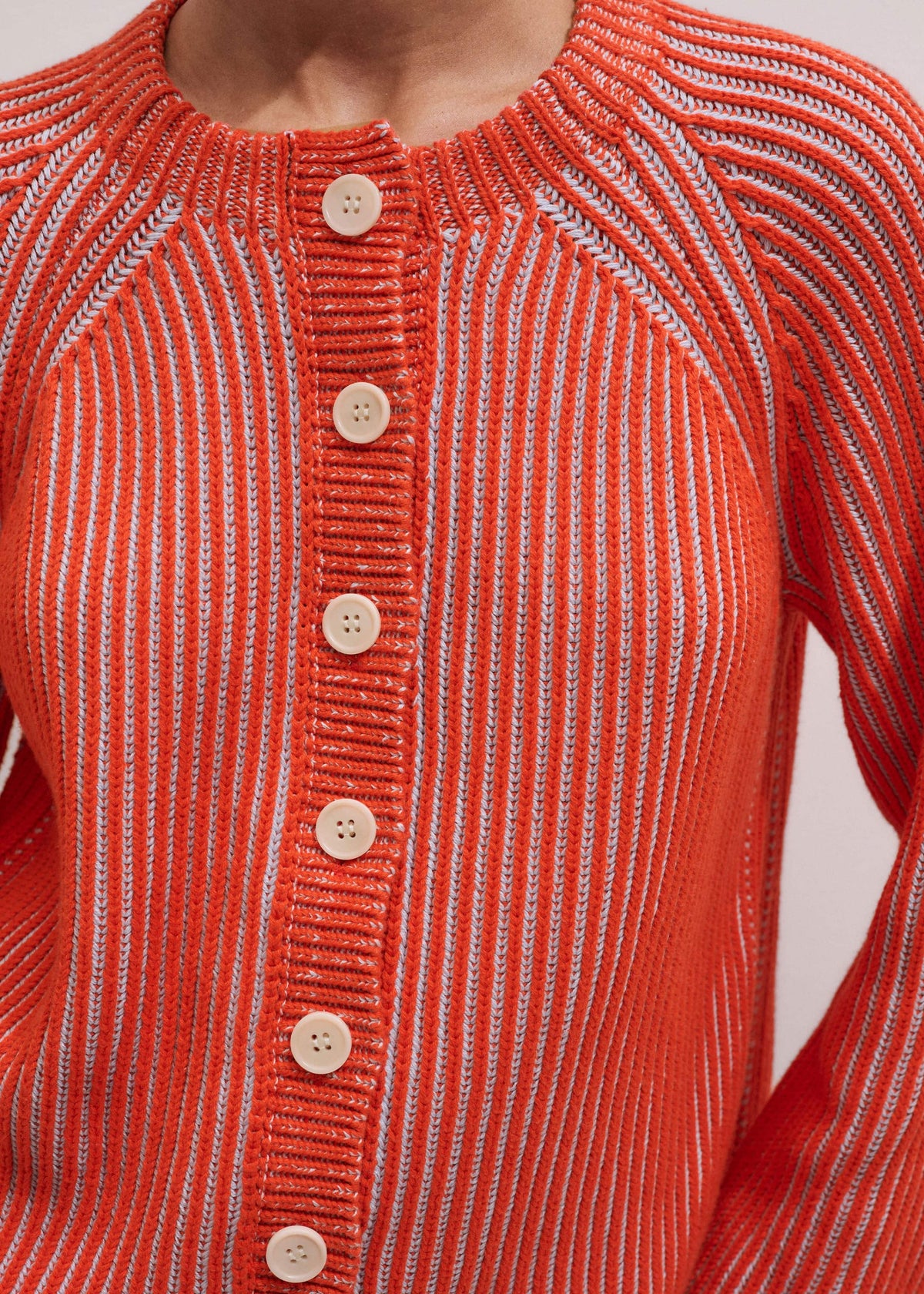 ME+EM Orange Contrast Rib Straight Cardigan