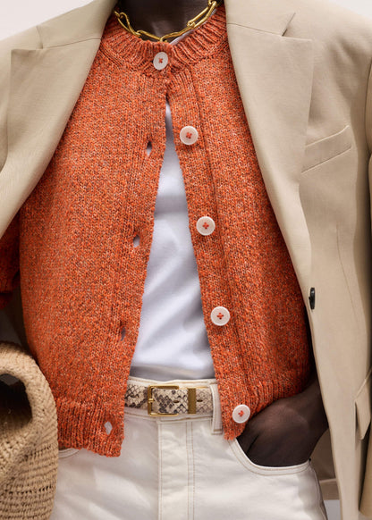 ME+EM Orange Relaxed Crew Cardigan