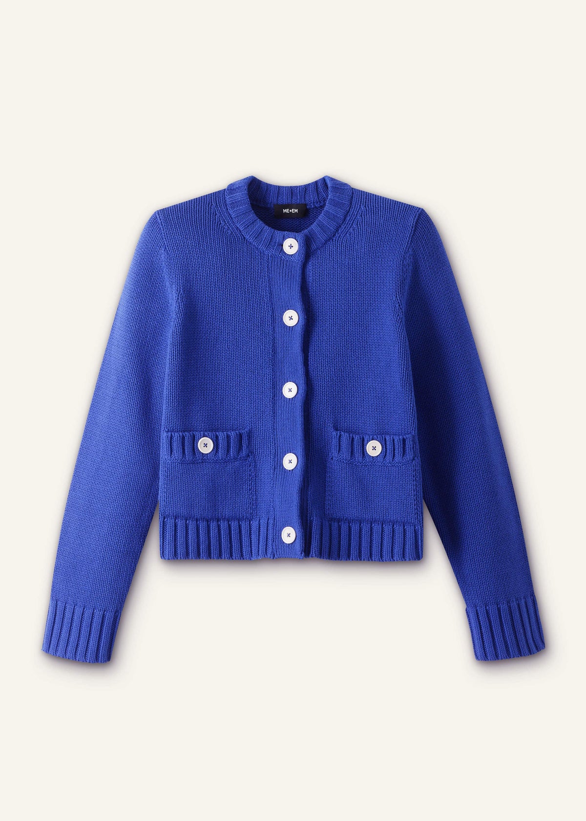 ME+EM Deep Blue Straight Crop Cardigan