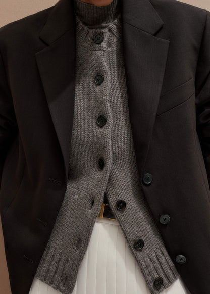 ME+EM Brown Cashmere Relaxed Saddle Shoulder Cardigan