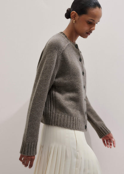 ME+EM Brown Cashmere Relaxed Saddle Shoulder Cardigan