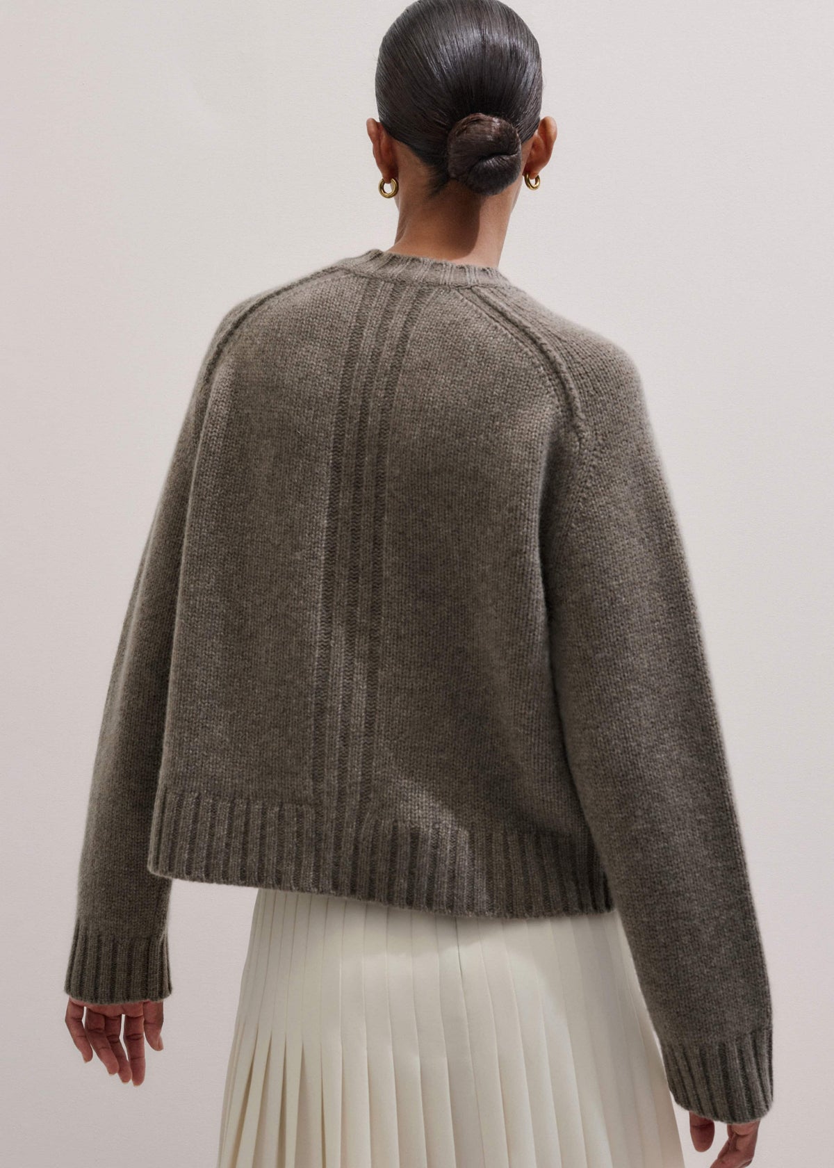 ME+EM Brown Cashmere Relaxed Saddle Shoulder Cardigan