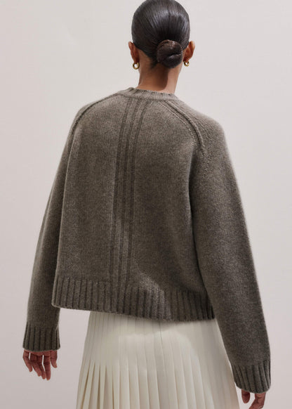 ME+EM Brown Cashmere Relaxed Saddle Shoulder Cardigan