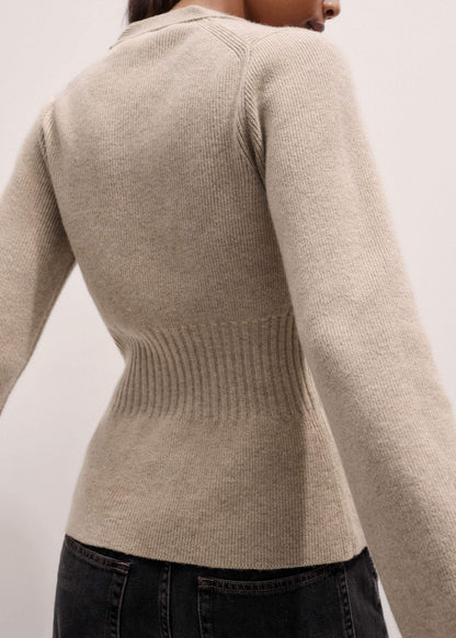 ME+EM Brown Merino Cashmere Contour Cardigan