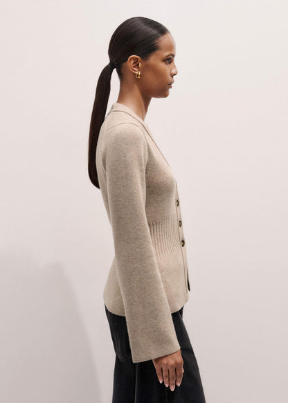 ME+EM Brown Merino Cashmere Contour Cardigan