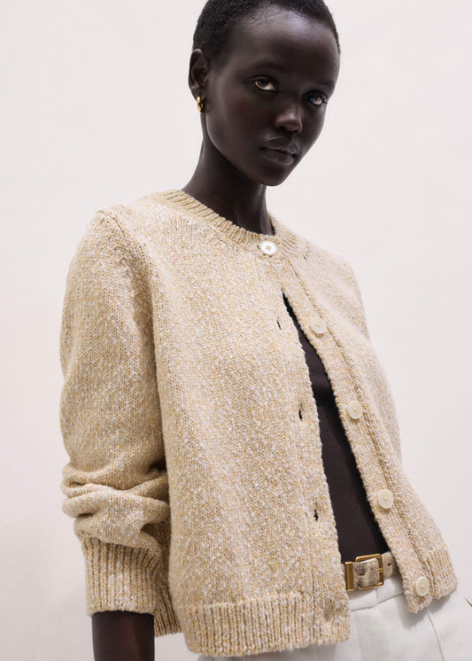 ME+EM Yellow Relaxed Crew Neckline Cardigan