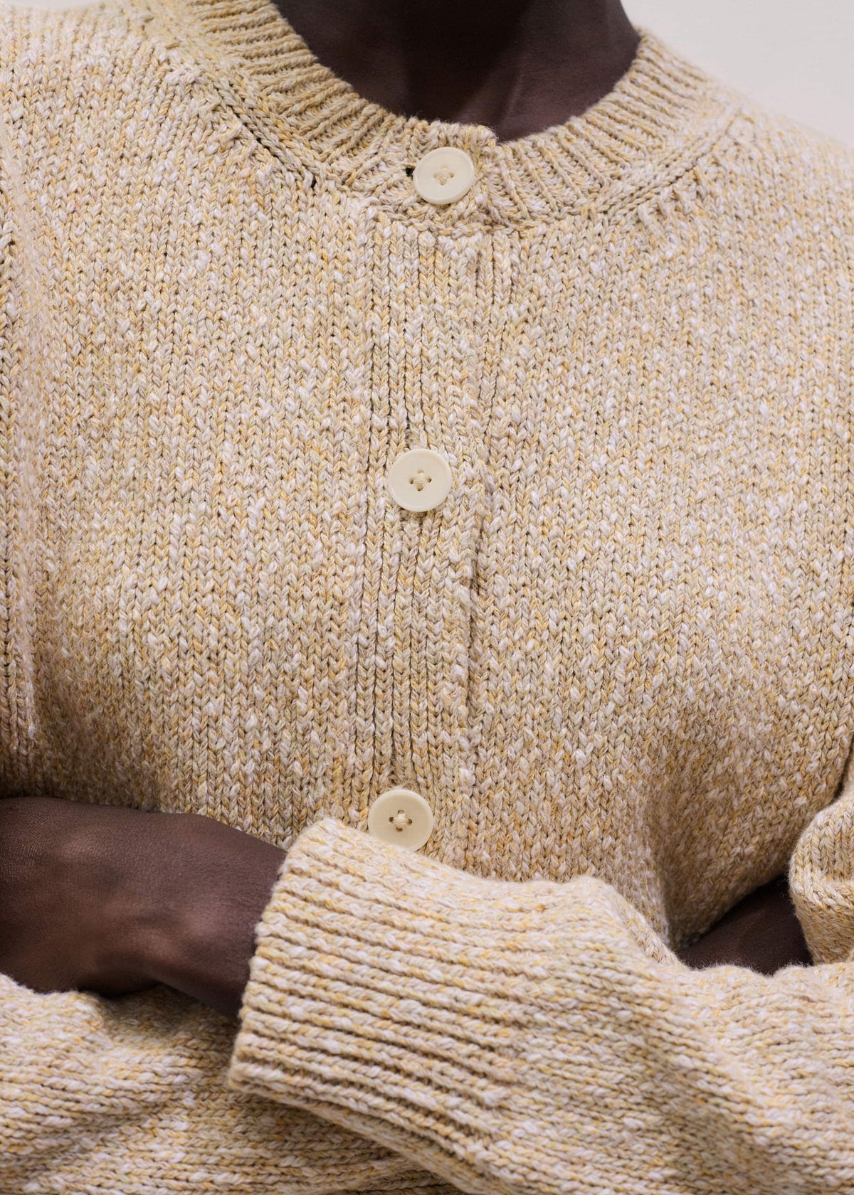 ME+EM Yellow Relaxed Crew Neckline Cardigan