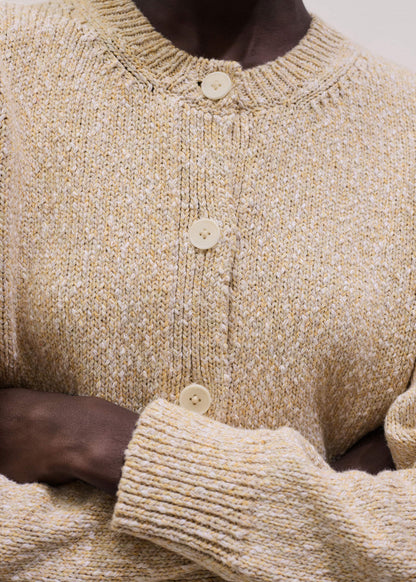 ME+EM Yellow Relaxed Crew Neckline Cardigan