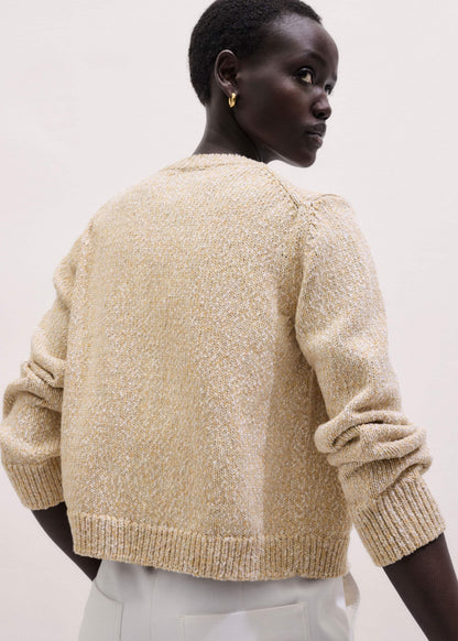 ME+EM Yellow Relaxed Crew Neckline Cardigan