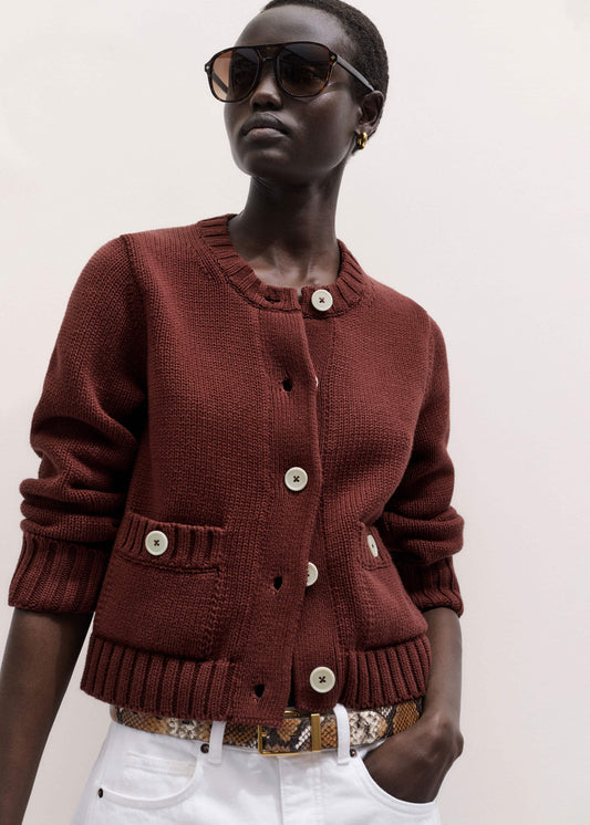 ME+EM Cinnamon Straight Crop Cardigan