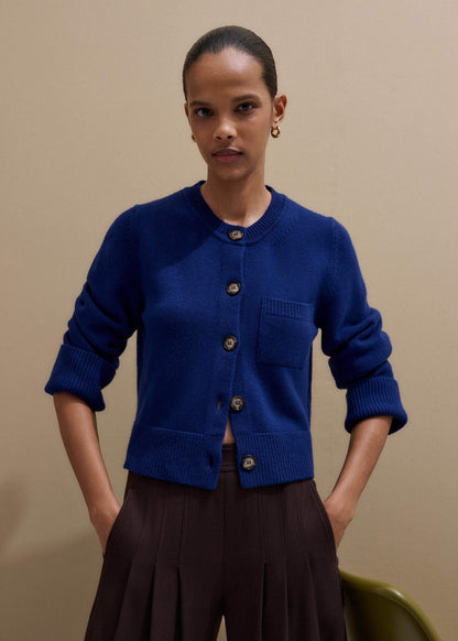 ME+EM Blue Button-Through Straight Cardigan