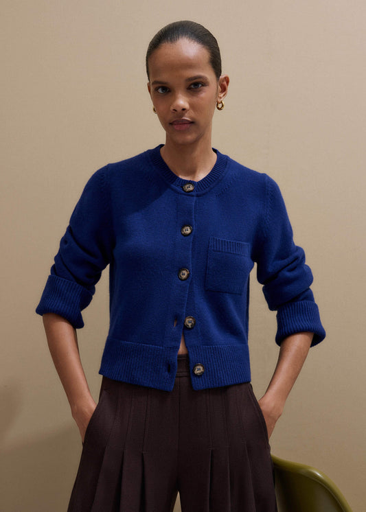 ME+EM Blue Button-Through Straight Cardigan