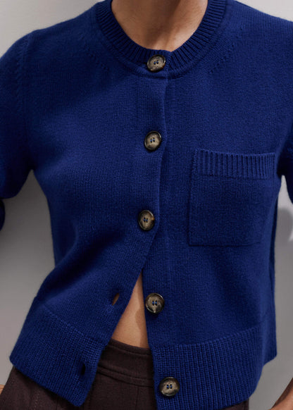 ME+EM Blue Button-Through Straight Cardigan