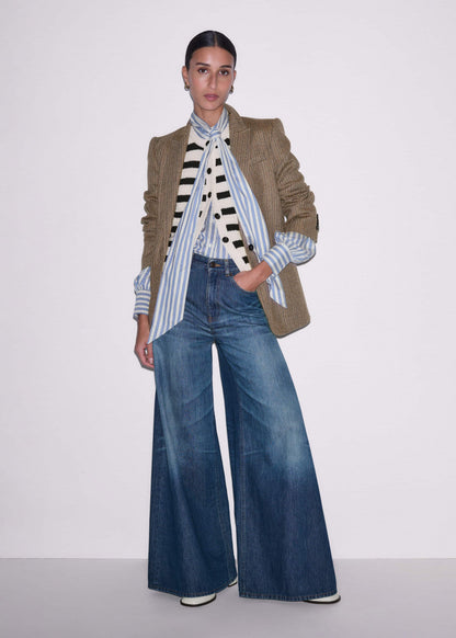 ME+EM Cream Bouclé Stripe Short Sleeve Cardigan
