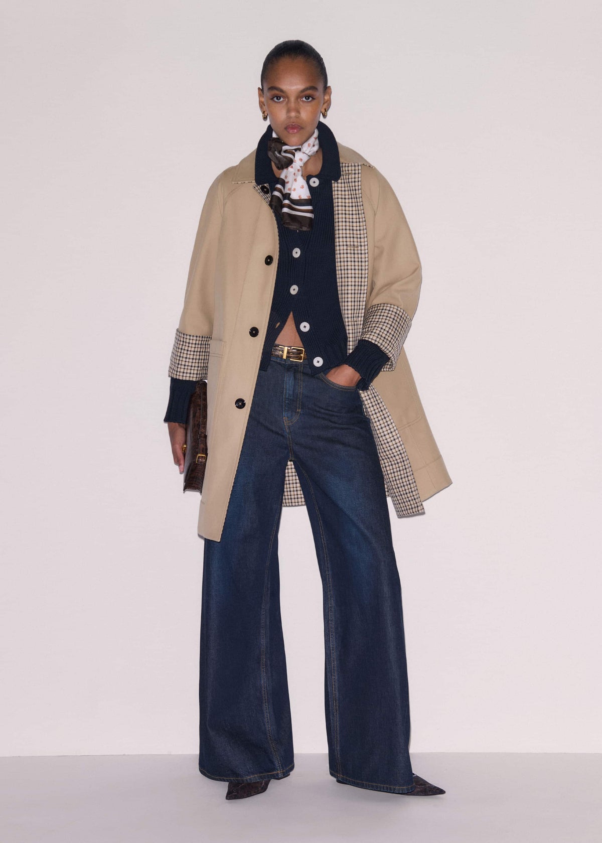 ME+EM Navy Slim Collared Cardigan