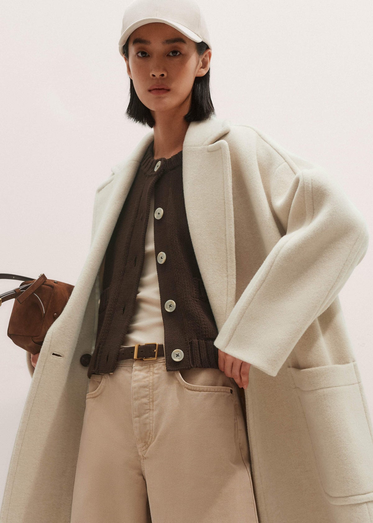 ME+EM Brown Crop Cardigan