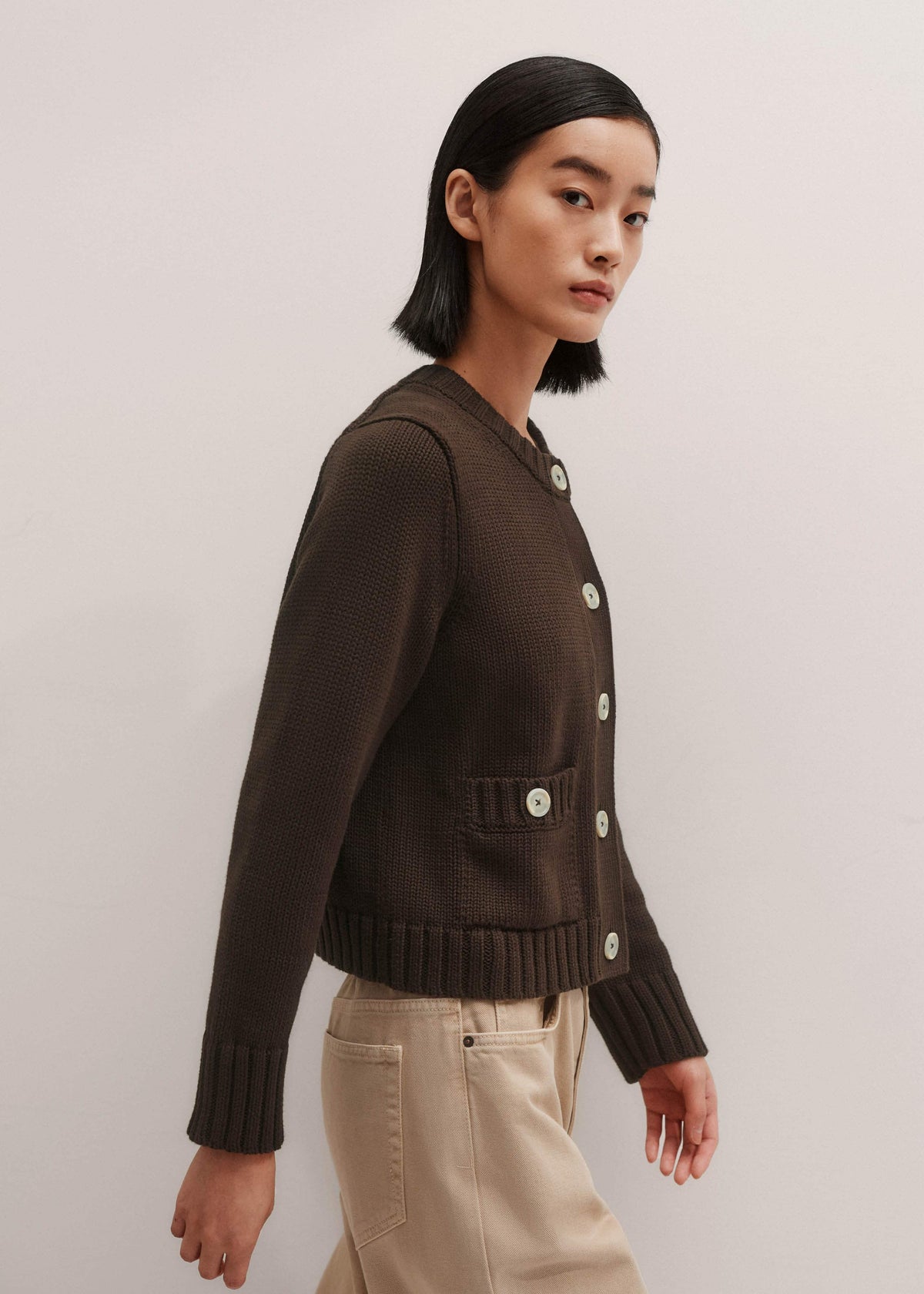 ME+EM Brown Crop Cardigan