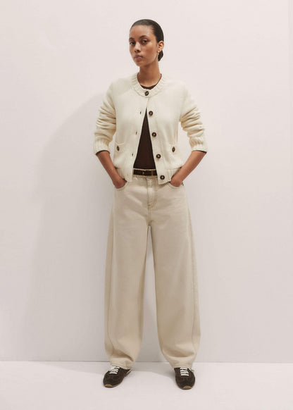 ME+EM Cream Bracelet Sleeve Cropped Cardigan