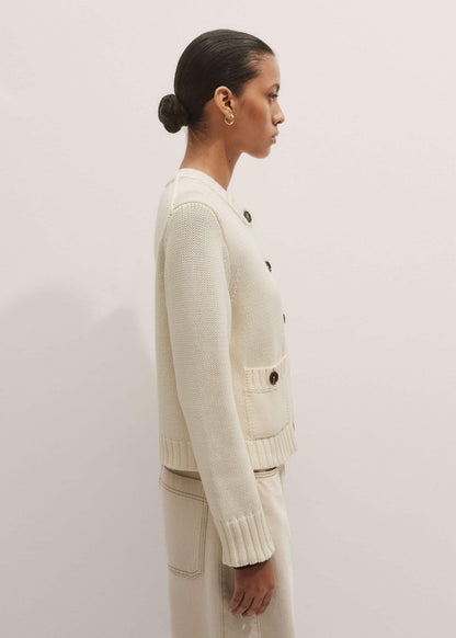 ME+EM Cream Bracelet Sleeve Cropped Cardigan