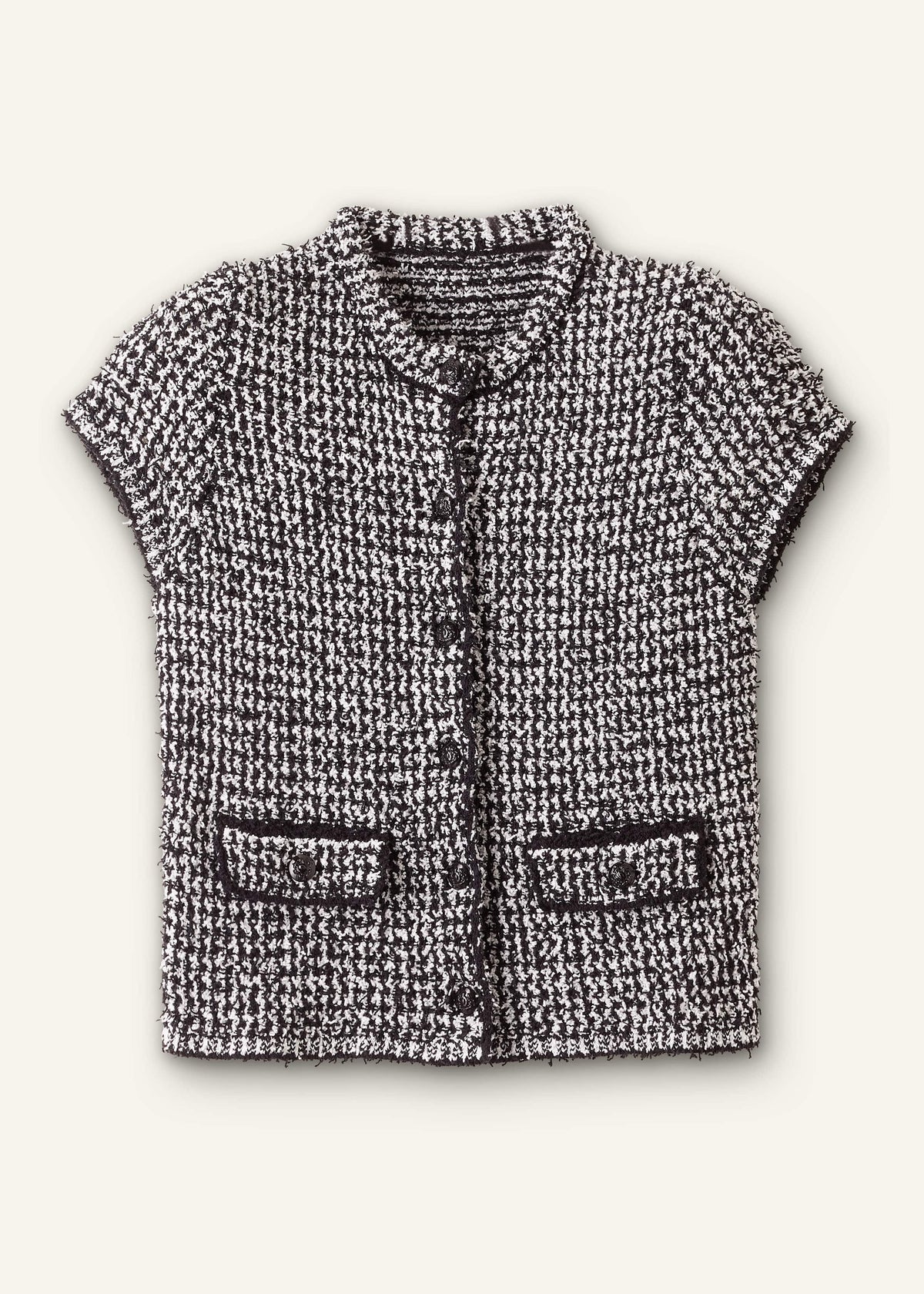 ME+EM Black Tweed Knit Pouf Sleeve Crop Jacket