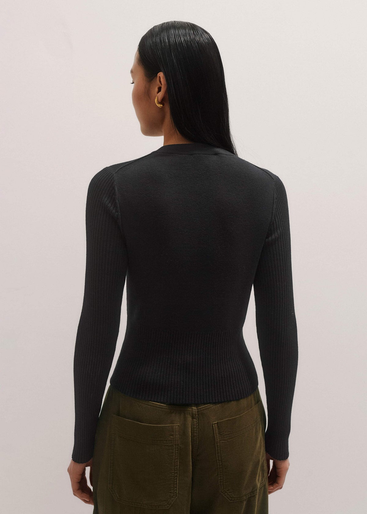 ME+EM Black Milano Knit Two-Way Zip Cardigan