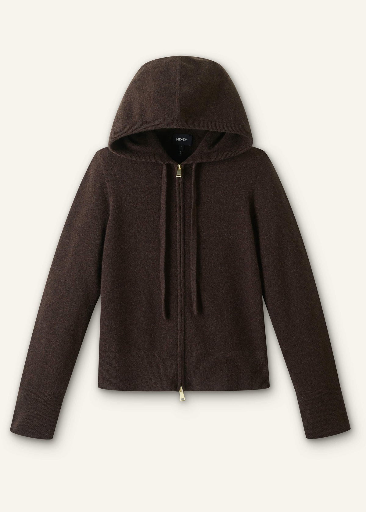 ME+EM Brown Cashmere Two Way Zip Straight Hoodie