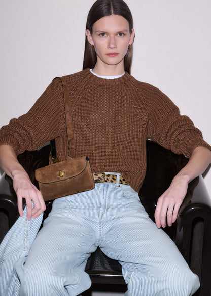ME+EM Brown Chunky Cotton Raglan Sweater