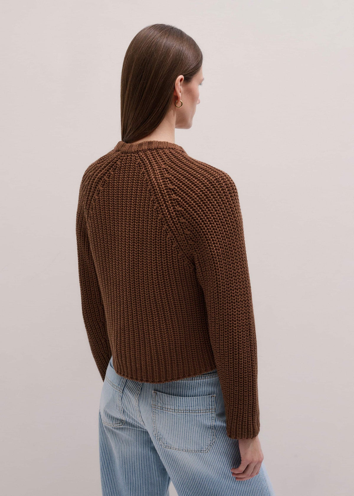 ME+EM Brown Chunky Cotton Raglan Sweater
