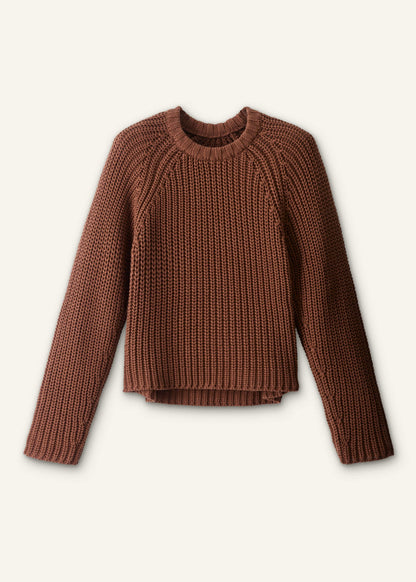 ME+EM Brown Chunky Cotton Raglan Sweater