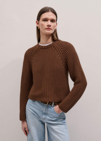 ME+EM Brown Chunky Cotton Raglan Sweater