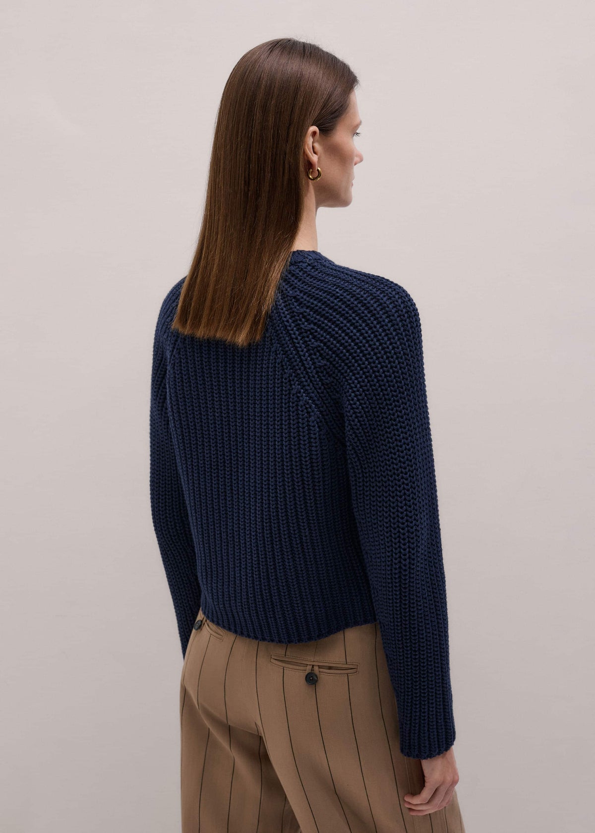 ME+EM Navy Chunky Cotton Raglan Sweater