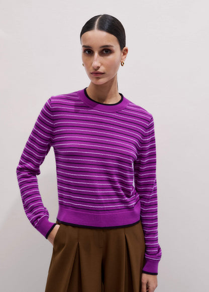ME+EM Textured Stripe Straight Sweater
