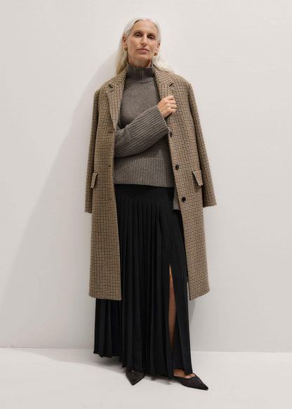 ME+EM Brown Cashmere High Neck Relaxed Statement Sweater