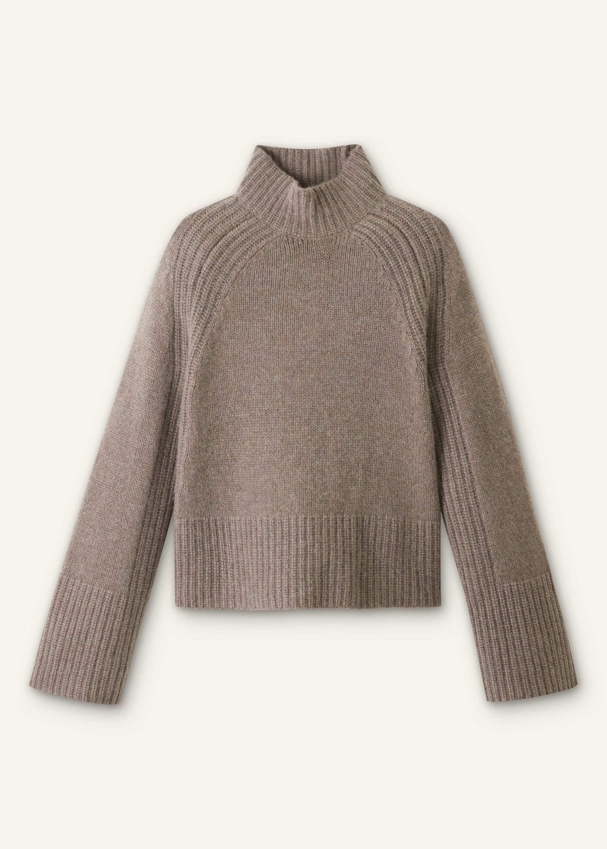 ME+EM Brown Cashmere High Neck Relaxed Statement Sweater