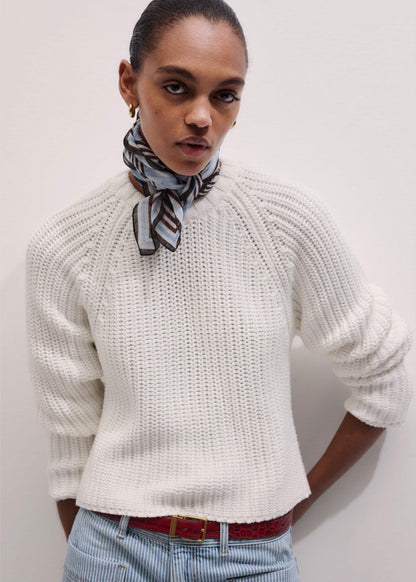 ME+EM White Chunky Raglan Relaxed Weekend Sweater