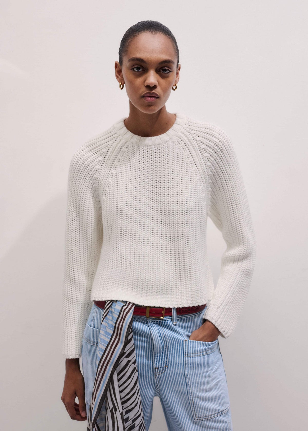 ME+EM White Chunky Raglan Relaxed Weekend Sweater