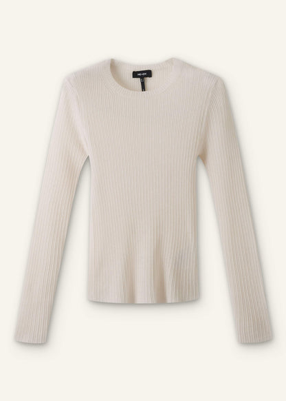 ME+EM Cream Barely There Slim Rib Layering Sweater