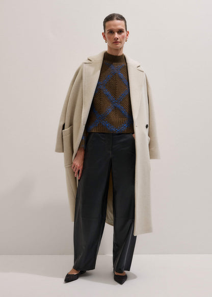 ME+EM Green Merino Statement Textured Argyle Sweater