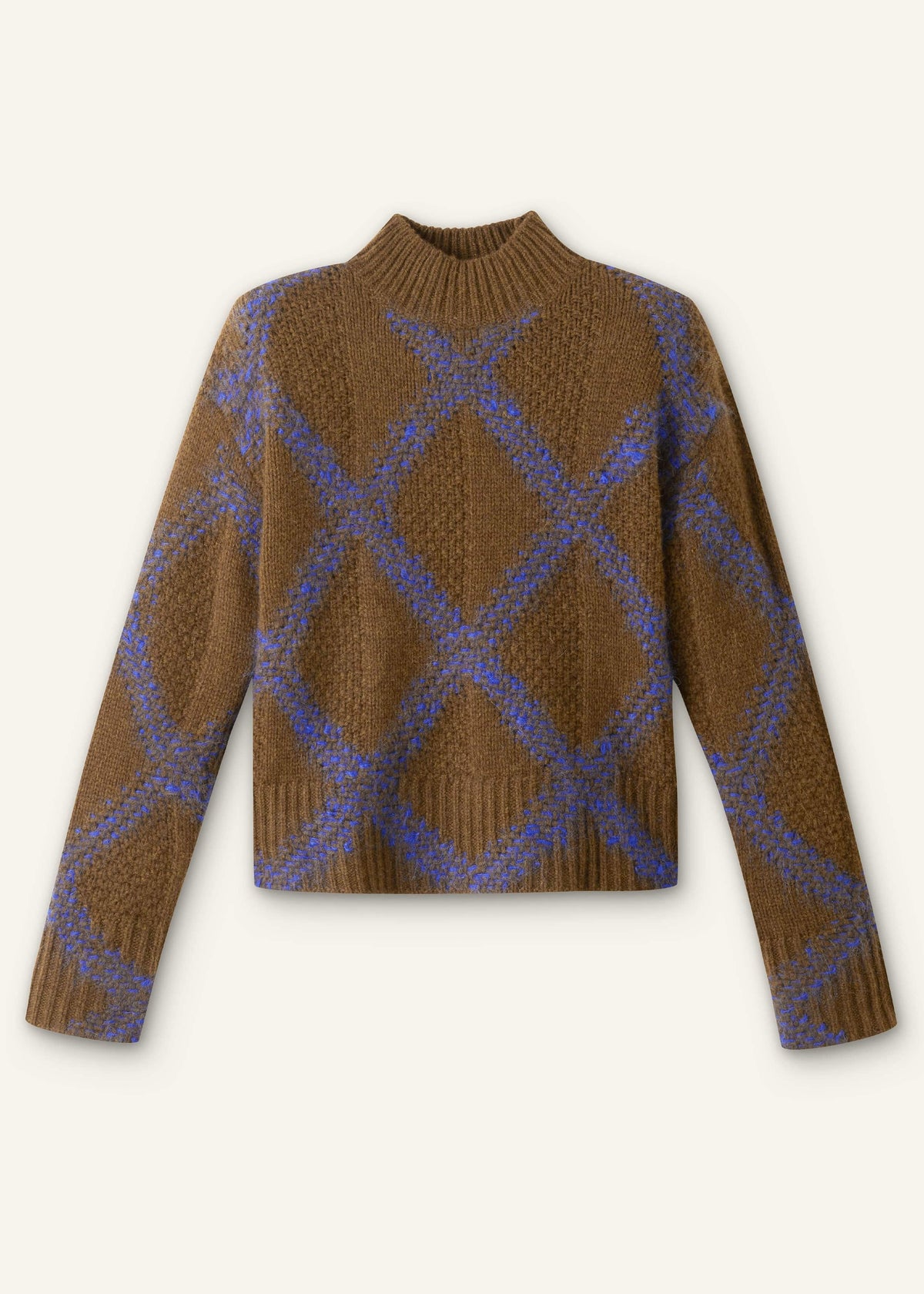 ME+EM Green Merino Statement Textured Argyle Sweater