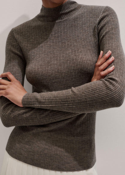 ME+EM Brown Barely There Slim Layering Sweater