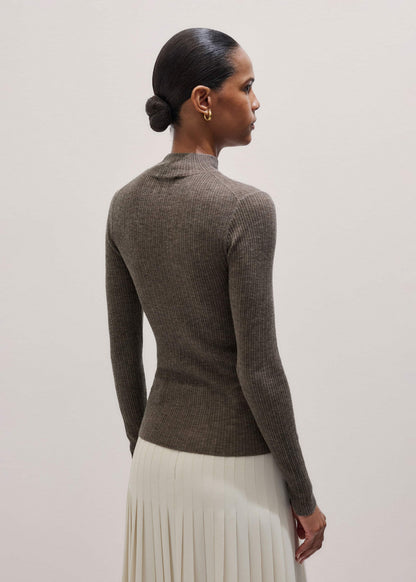 ME+EM Brown Barely There Slim Layering Sweater