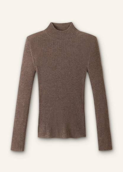 ME+EM Brown Barely There Slim Layering Sweater