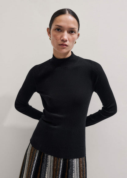 ME+EM Black Barely There Slim Rib Layering Sweater